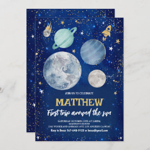 Outer Space First Birthday Invitation