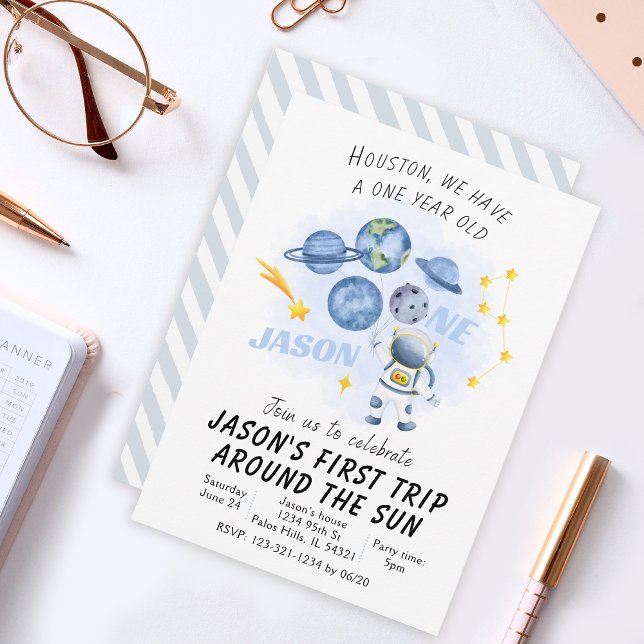 Outer Space First Birthday Invitation Galaxy trip  (Creator Uploaded)
