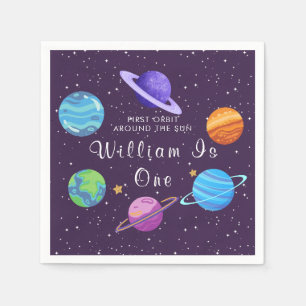 Outer Space First Birthday Party Napkin