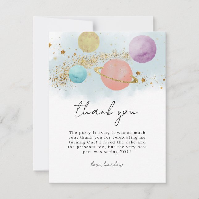 Outer Space First trip around sun Thank You Card (Front)