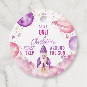 Outer Space First Trip Around The Sun Birthday Favour Tags