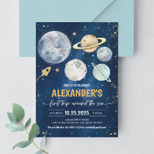 Outer Space First Trip Around the Sun Invitation