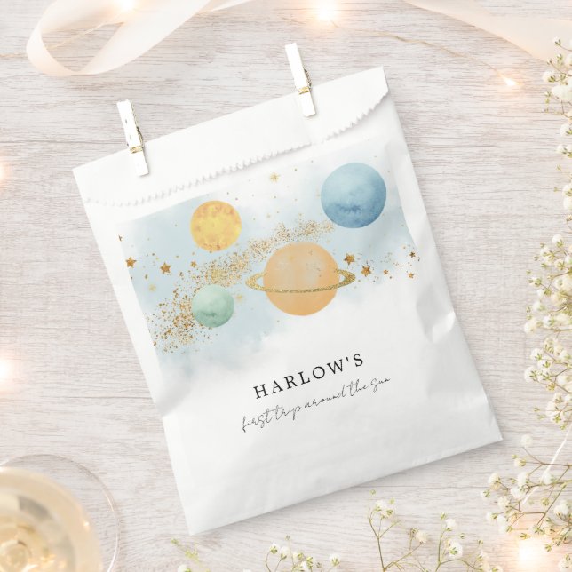 Outer Space First trip around the sun Party  Favour Bag (Clipped)
