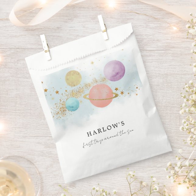 Outer Space First trip around the sun Party  Favour Bag (Clipped)