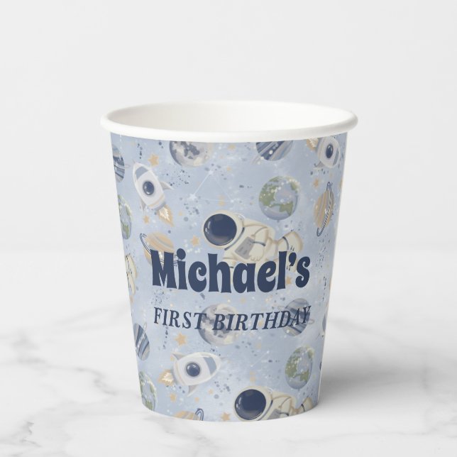 Outer Space Galaxy Astronaut  Paper Cups (Back)