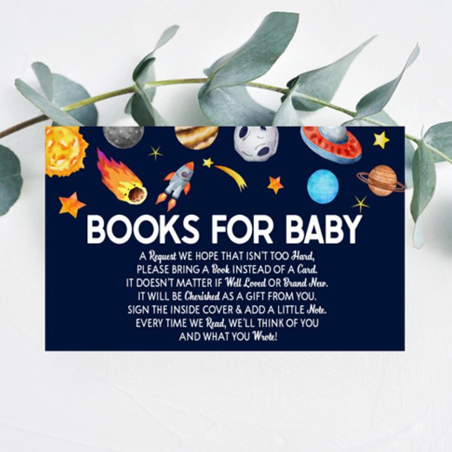 Outer Space Galaxy Baby Shower Books For Baby Card (Creator Uploaded)