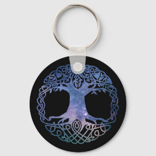 Outer Space Galaxy Celtic Tree of Life Key Ring