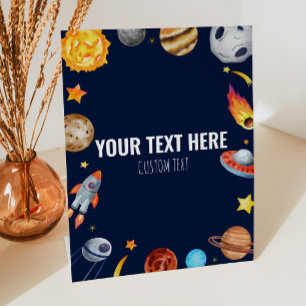 Outer Space Galaxy Custom Text Table Party Sign