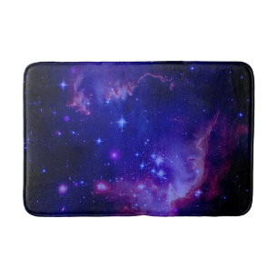 Outer Space Galaxy / Nebula Blue Tint Stars Bath Mat
