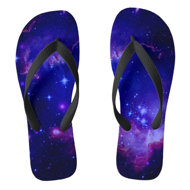 Outer Space Galaxy / Nebula Blue Tint Stars Thongs (Footbed)