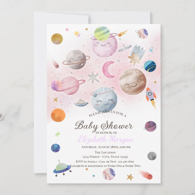 Outer Space Galaxy Planets Baby Shower Invitation (Front)