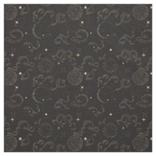Outer space galaxy planets print fabric