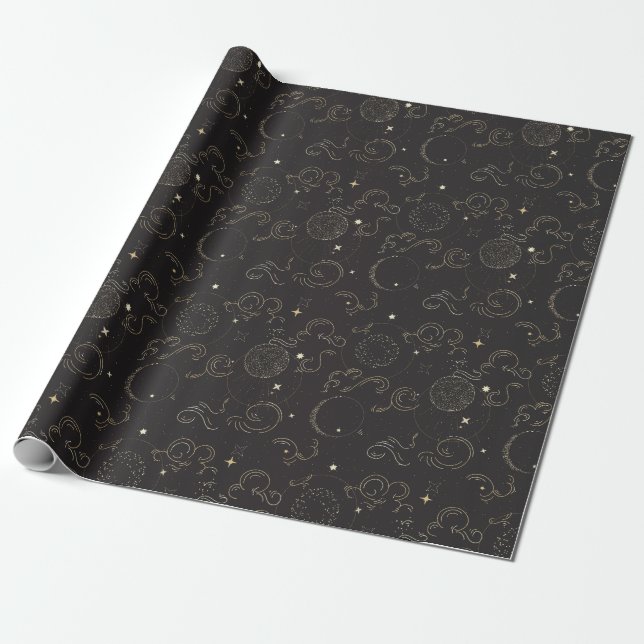 Outer space galaxy planets print wrapping paper (Unrolled)