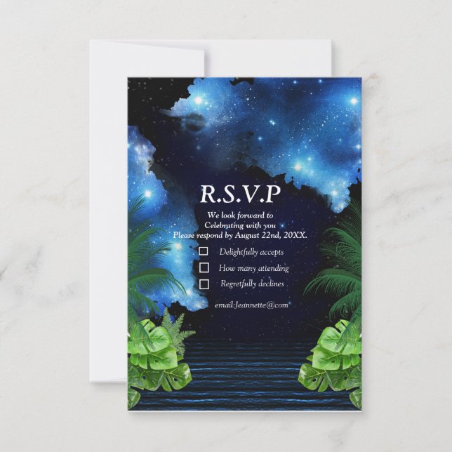 Outer Space Galaxy RSVP Card (Front)