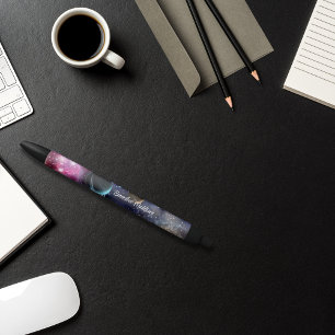 Outer Space Galaxy Solar System Monogrammed Black Ink Pen