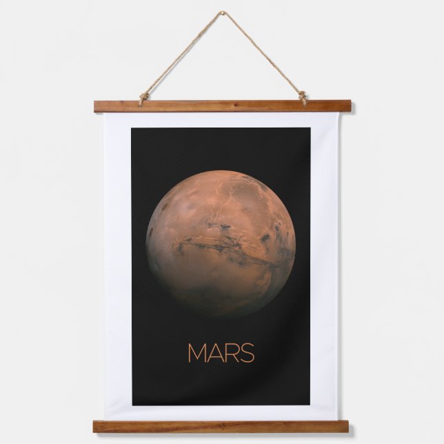 Outer Space, Galaxy, Solar System, Planet Mars Hanging Tapestry (Front)