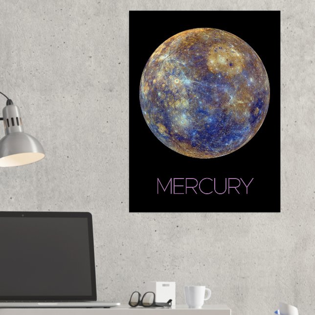 Outer Space, Galaxy, Solar System, Planet Mercury Foil Prints (In Situ (Desk 2))