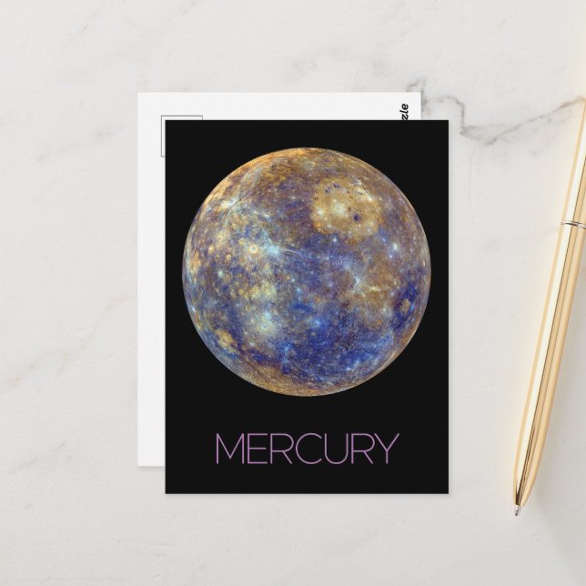 Outer Space, Galaxy, Solar System, Planet Mercury Postcard (Front/Back In Situ)