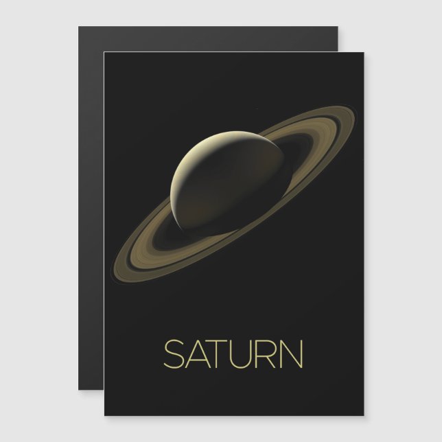 Outer Space, Galaxy, Solar System, Planet Saturn Magnetic Invitation (Front/Back)