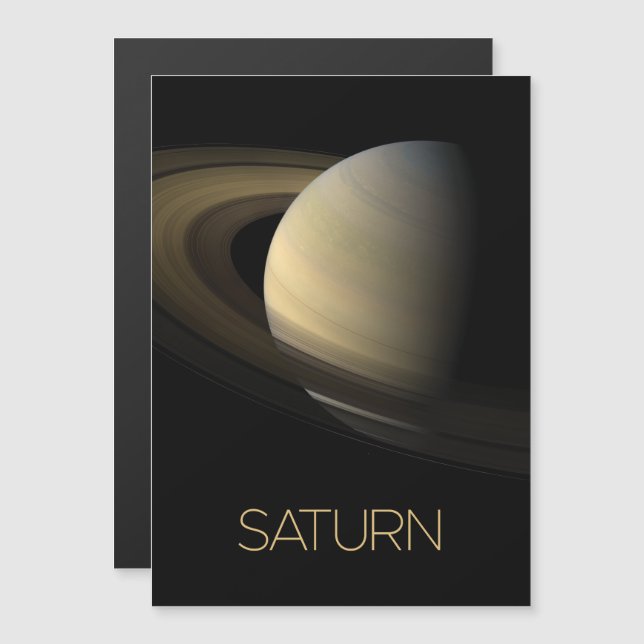 Outer Space, Galaxy, Solar System, Planet Saturn Magnetic Invitation (Front/Back)