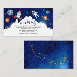 Outer space galaxy starry baby shower books for ba enclosure card