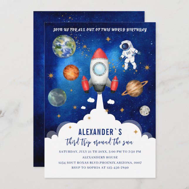 Outer Space Galaxy Starry baby shower Invitation (Front/Back)