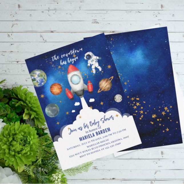 Outer Space Galaxy Starry baby shower Invitation (Creator Uploaded)