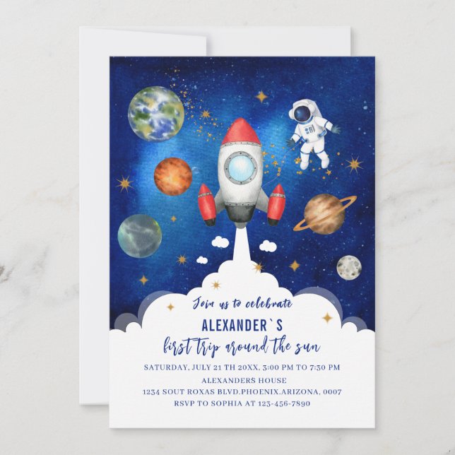 Outer Space Galaxy Starry first celebrate baby sho Invitation (Front)