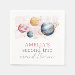 Outer Space Girl Birthday Galaxy Stars Planets Napkin