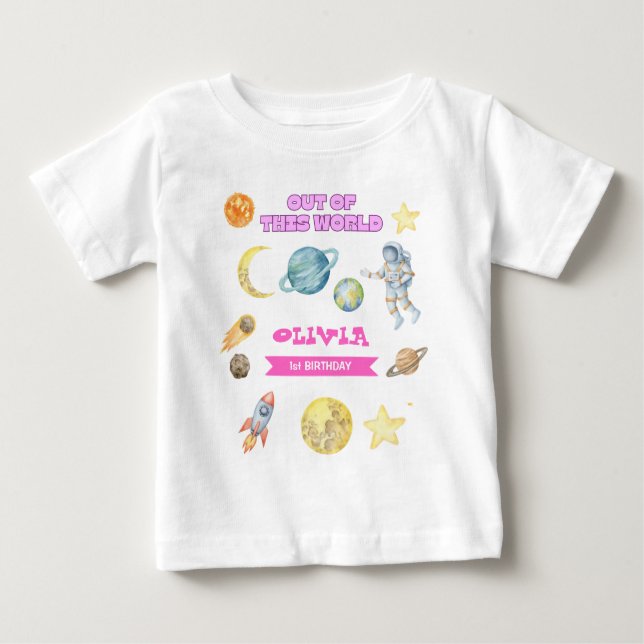 Outer Space Girls Birthday Baby T-Shirt (Front)
