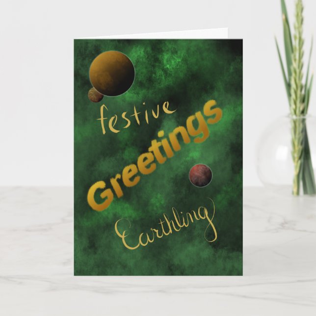 Outer Space Greetings, Funny Christmas Card (Front)