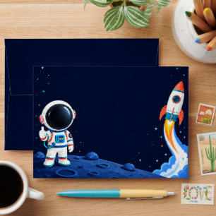 Outer Space Houston Rocket Astronaut Baby Shower Envelope