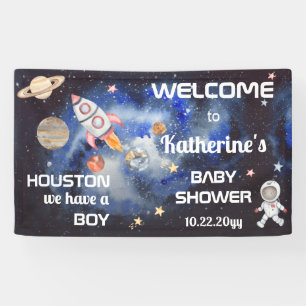 Outer Space Houston We Have a Boy Baby Shower Banner