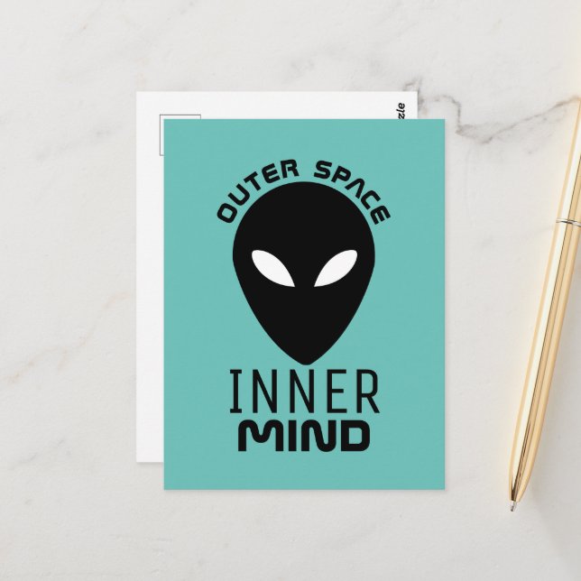 Outer Space Inner Mind, Extraterrestrial Alien Postcard (Front/Back In Situ)