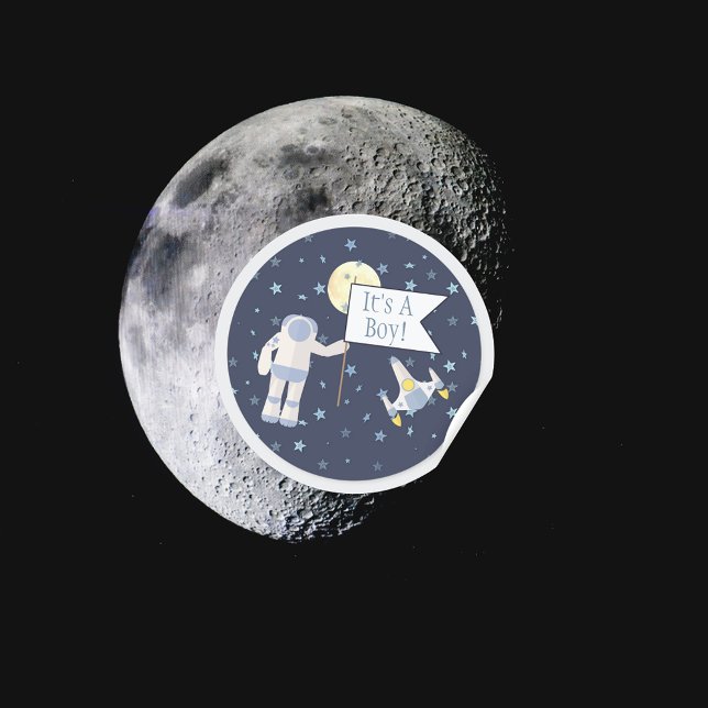 Outer Space  It's A Boy! Classic Round Sticker (Creator Uploaded)
