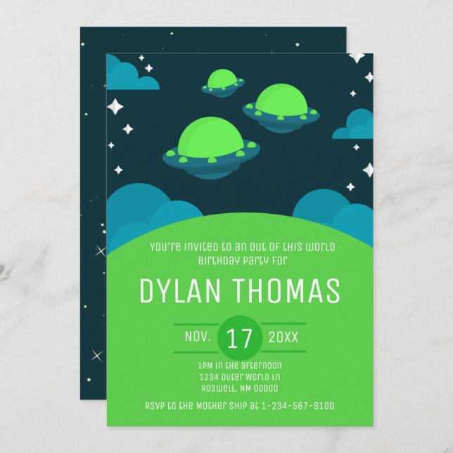 Outer Space Kids Birthday Party Invitation (Front/Back)