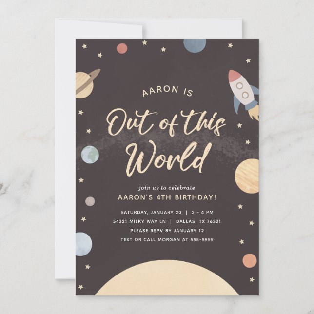 Outer Space Kids Birthday Party Invitation (Front)