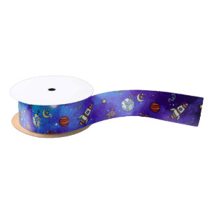 Outer Space Kids Gift Wrap Ribbon Satin Ribbon