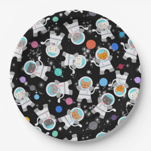 Outer Space Kittens Cat Astronaut Cute Birthday Paper Plate