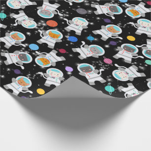 Outer Space Kittens Cat Astronaut Cute Pattern Wrapping Paper