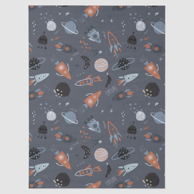 Outer space liftoff tissue paper (Front)