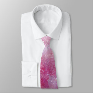 Outer Space Mauve Pink Galactic Starry Sky Tie