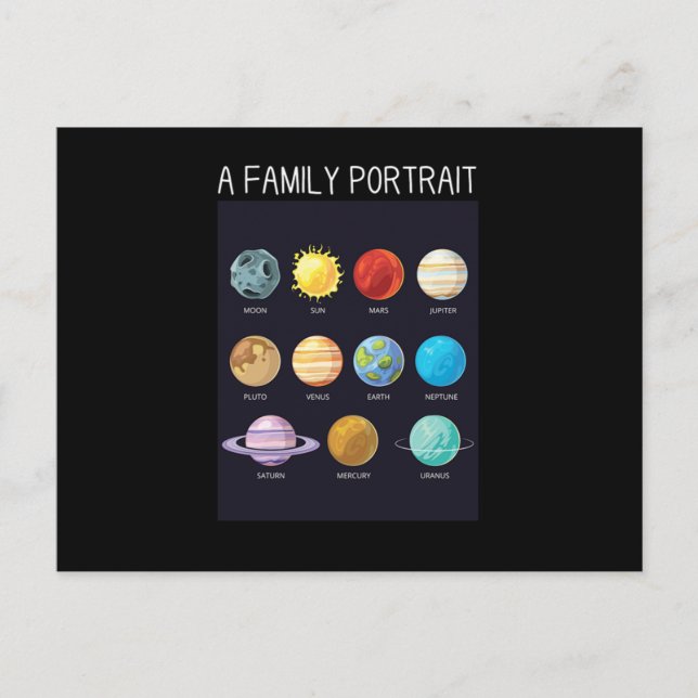 Outer Space Nerd Solar System Planets Sun Moon Cha Postcard (Front)