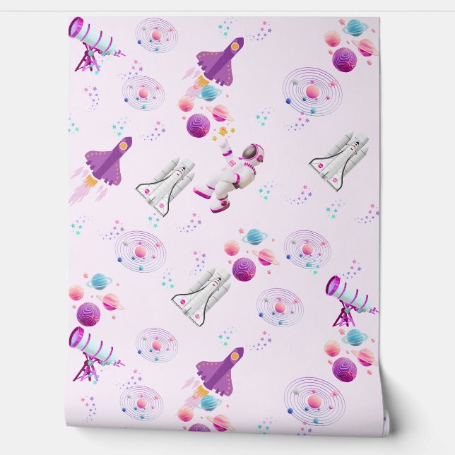 Outer Space Nursery Wallpaper (Unrolling)