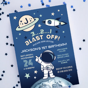 Outer Space Out of this World 1st Birthday Invitation