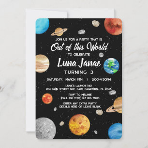 Outer Space - Out of this World Kids Birthday Invitation