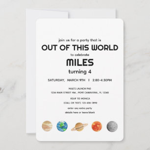 Outer Space - Out of this World Kids Birthday Invitation