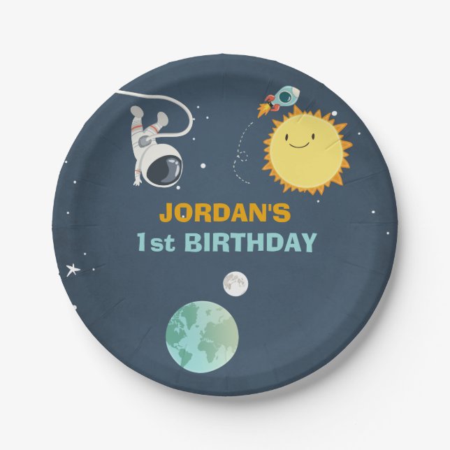 Outer Space Paper Plates Birthday Rocket Astronaut (Front)