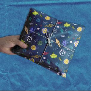 Outer Space Pattern Doodle   Blue Tissue Paper