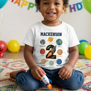 Outer space personalised name 2nd Birthday party Baby T-Shirt